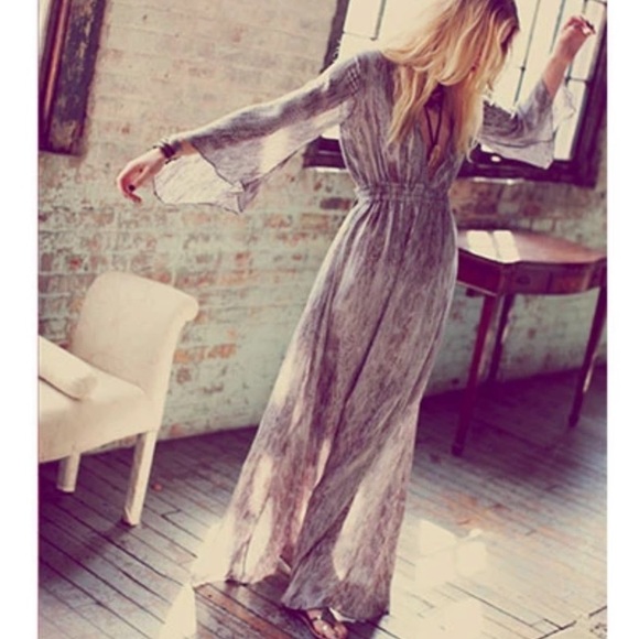 LoveShackFancy Watersnake Georgette Long Sleeve Maxi Dress